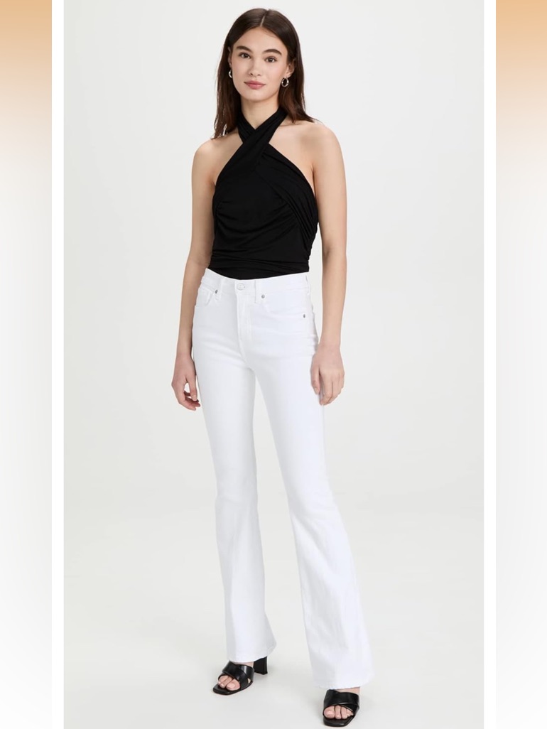 Veronica Beard White Beverly Skinny Flare Jeans